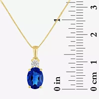 Gemstone 10K Gold Oval Pendant Necklace