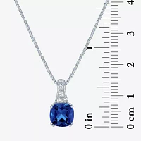 Gemstone Sterling Silver Cushion Pendant Necklace