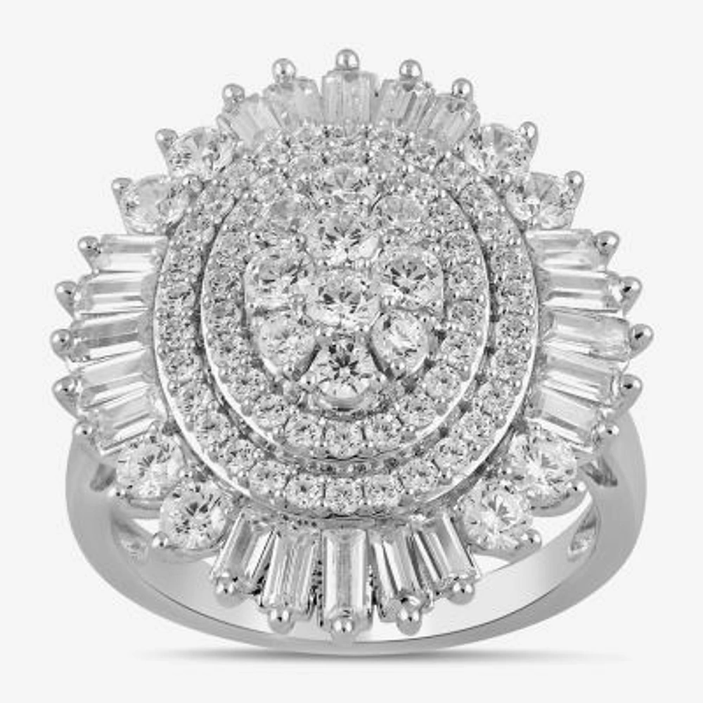 Womens 2 CT. T.W. Lab Grown White Diamond 10K Gold Cluster Cocktail Ring