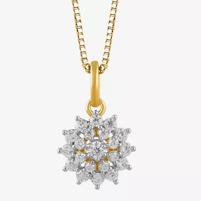 Womens 1/4 CT. T.W. Lab Grown White Diamond 10K Gold Pendant Necklace