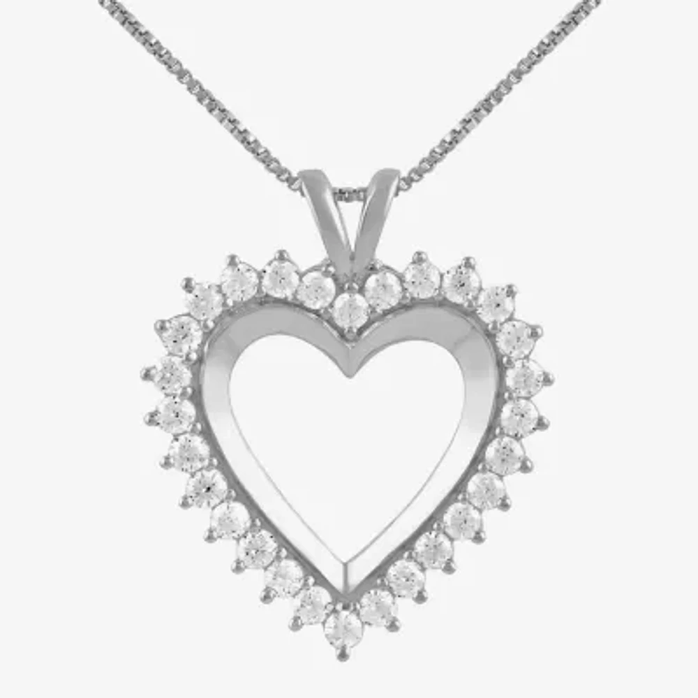 Womens 1 CT. T.W. Lab Grown White Diamond 10K or Yellow Gold Heart Pendant Necklace