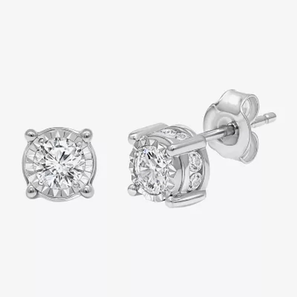 Tru Miracle 1 CT. T.W. Lab Grown White Diamond 10K Gold 6.8mm Round Stud Earrings