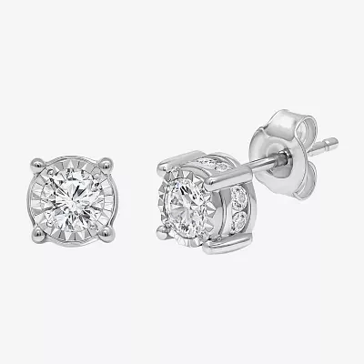 Tru Miracle 1 CT. T.W. Lab Grown White Diamond 10K Gold 6.8mm Round Stud Earrings