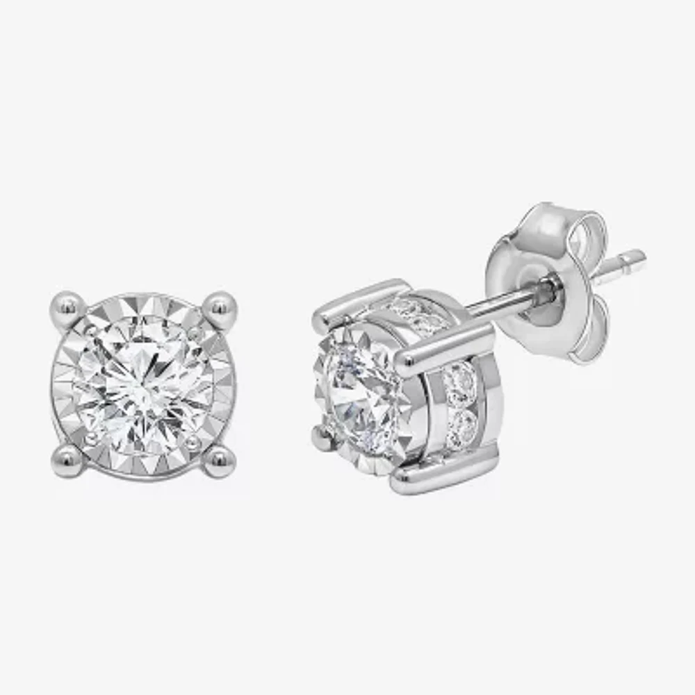 Tru Miracle /2 CT. T.W. Lab Grown White Diamond 10K Gold 6.7mm Round Stud Earrings