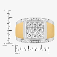 Mens 14K Gold Over Silver Cubic Zirconia Ring