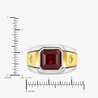 Mens Lab-Created Ruby & White Sapphire Ring