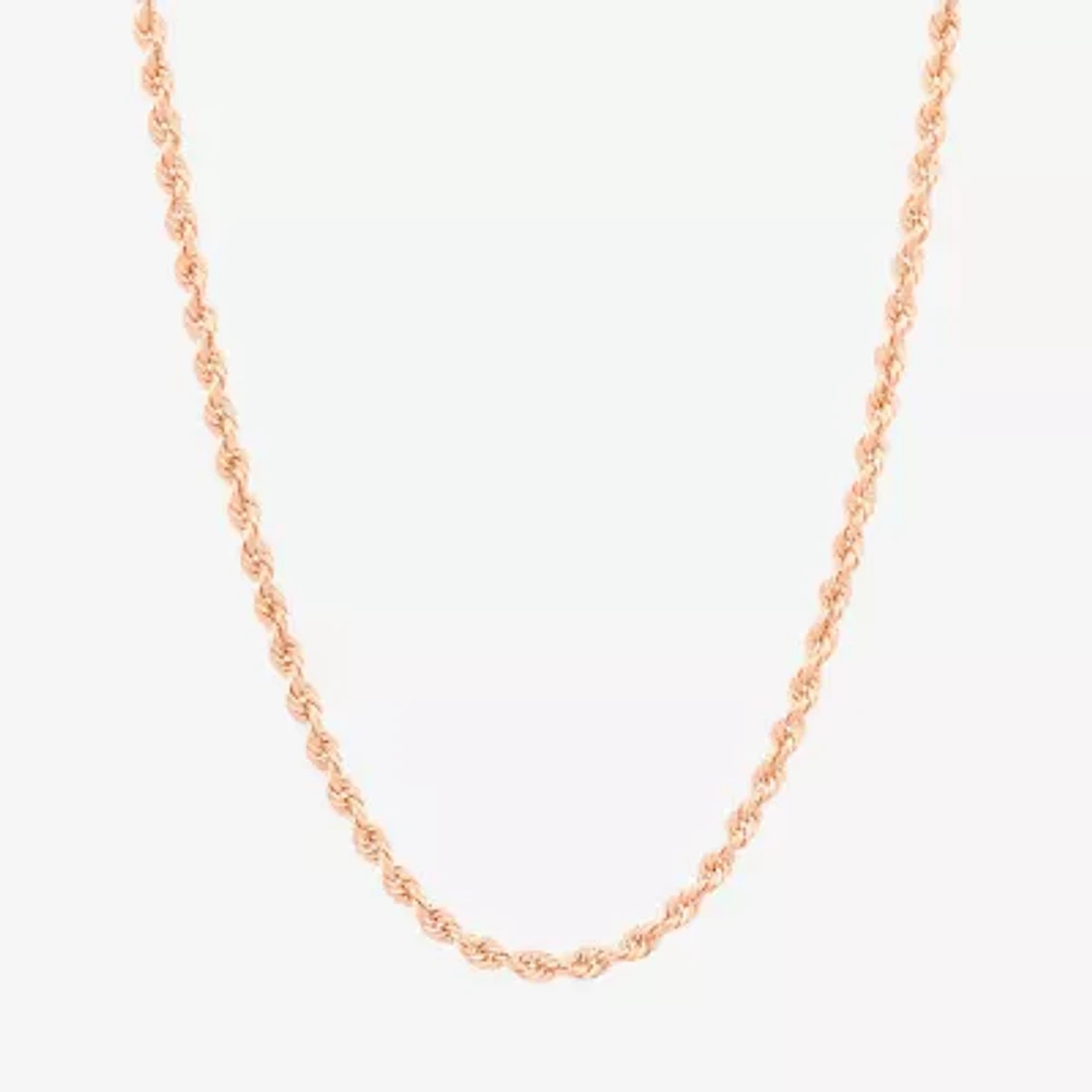 14K Rose Gold Inch Hollow Rope Chain Necklace