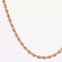 14K Rose Gold Inch Hollow Rope Chain Necklace