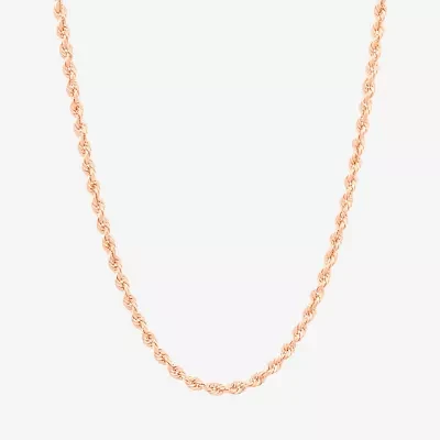 14K Rose Gold Inch Hollow Rope Chain Necklace