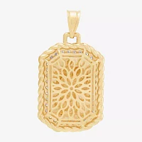 Religious Jewelry Mens White Cubic Zirconia 10K Gold Pendant