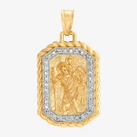 Religious Jewelry Mens White Cubic Zirconia 10K Gold Pendant