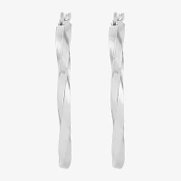 14K White Gold 30mm Oval Hoop Earrings