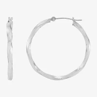 14K White Gold 30mm Oval Hoop Earrings