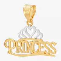 Womens 14K Gold Crown Pendant