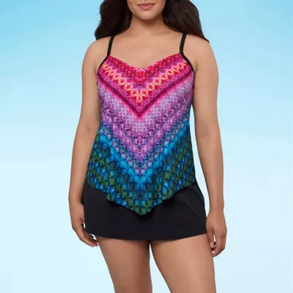 Trimshaper Striped Tankini Swimsuit Top