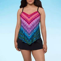 Trimshaper Striped Tankini Swimsuit Top