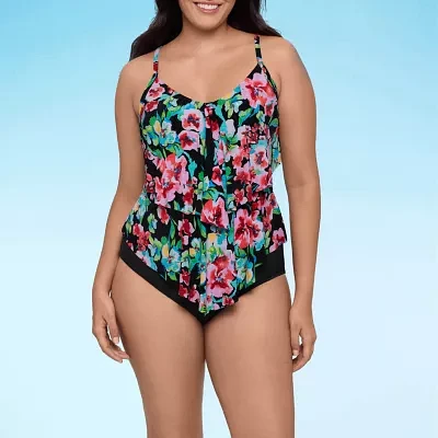 Trimshaper Floral Tankini Swimsuit Top