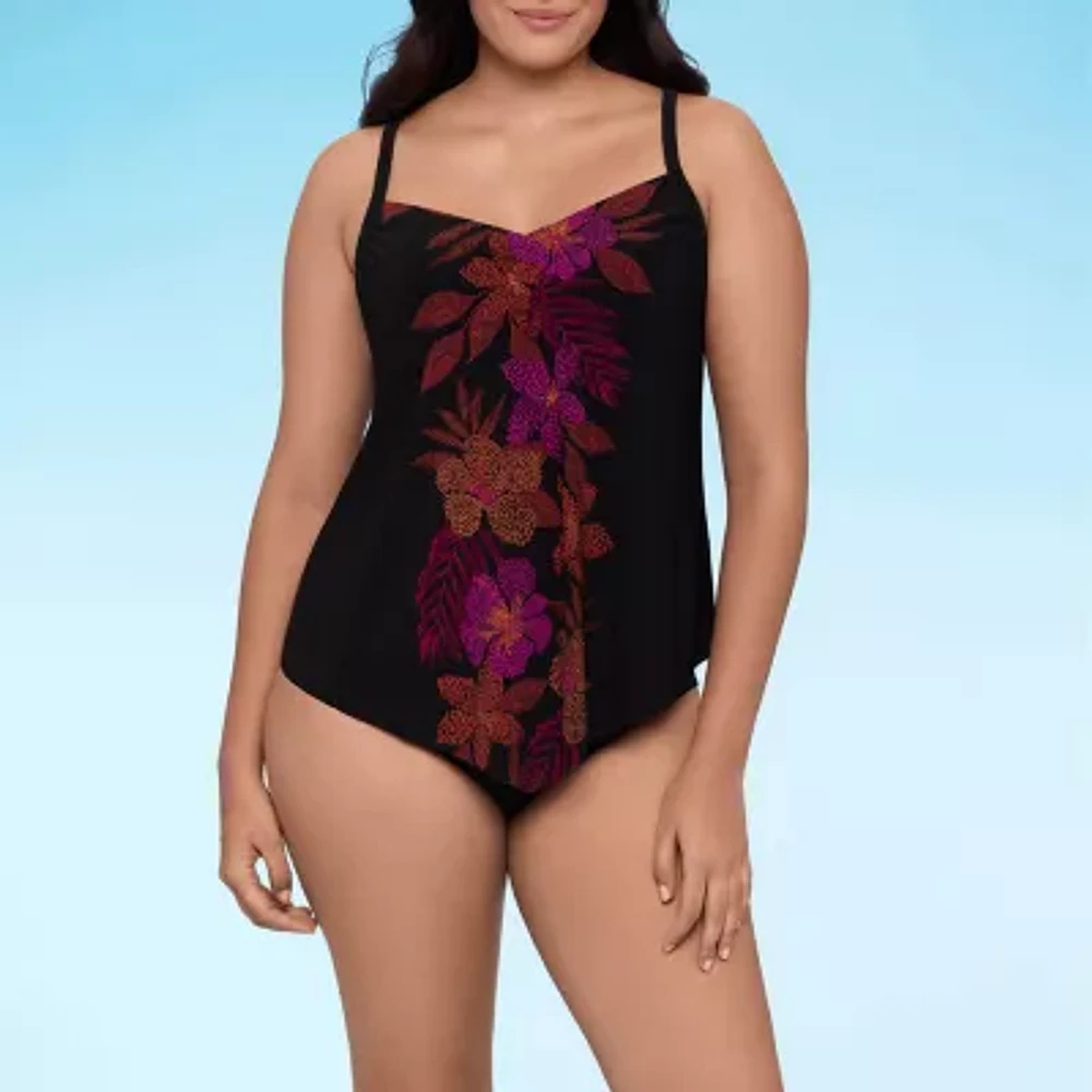 Trimshaper Floral Tankini Swimsuit Top