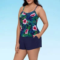 Trimshaper Womens Floral Swim Romper