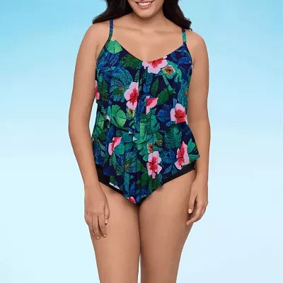 Trimshaper Floral Tankini Swimsuit Top