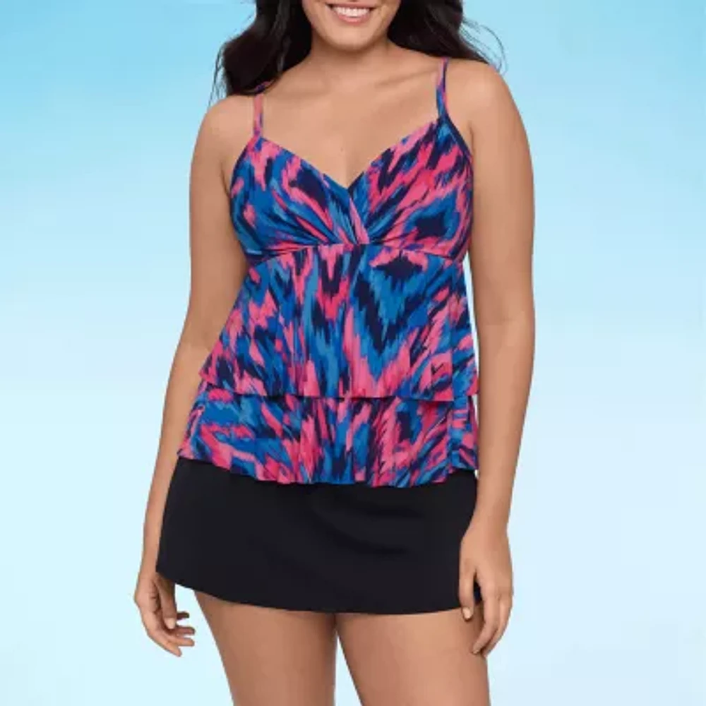 Trimshaper Abstract Tankini Swimsuit Top