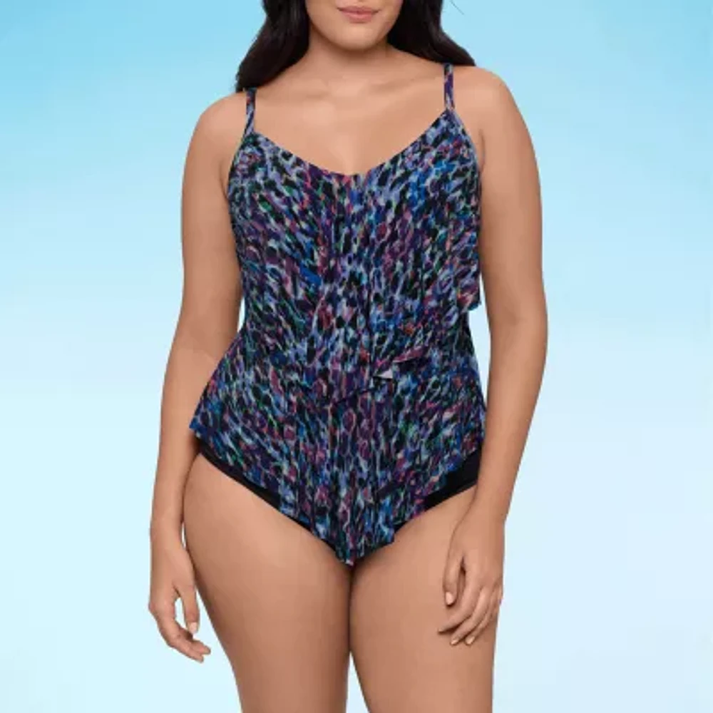 Trimshaper Animal Print Tankini Swimsuit Top