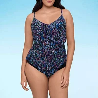 Trimshaper Animal Print Tankini Swimsuit Top