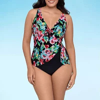 Trimshaper Womens Floral One Piece Swimsuit