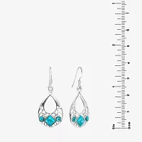 Enhanced Turquoise Sterling Silver Openwork Teardrop Earrings