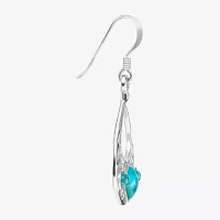 Enhanced Turquoise Sterling Silver Openwork Teardrop Earrings