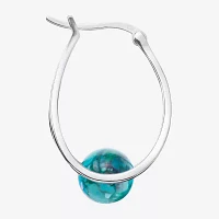 Enhanced Blue Turquoise Sterling Silver 26.4mm Ball Round Hoop Earrings