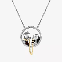 Disney Jewels Collection Womens 1/5 CT. Natural Multi Color Diamond 14K Gold Over Silver Sterling Silver Circle Lady and the Tramp Pendant Necklace