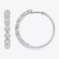 1 CT. T.W. Lab Grown White Diamond Sterling Silver 24.9mm Hoop Earrings