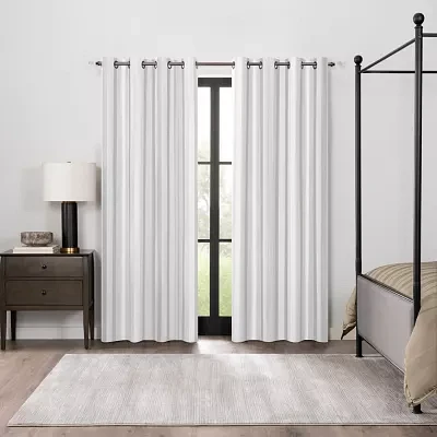 Fieldcrest Classic Stripe Grommet Top Energy Saving 100% Blackout Single Curtain Panels