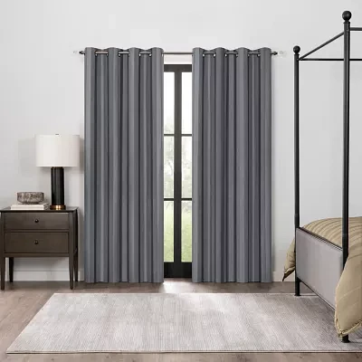 Fieldcrest Heritage Classic Stripe Grommet Top Energy Saving 100% Blackout Single Curtain Panels