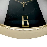 Westclox 16" Contemporary Gold And Black Marble Wall Clock