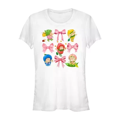 Juniors Strawberry Shortcake Berrykin Bows Tee Womens Crew Neck Short Sleeve Graphic T-Shirt