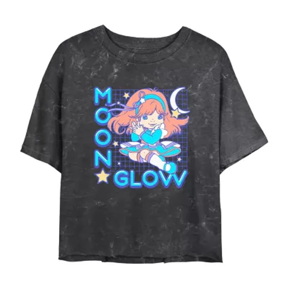 Juniors Rainbow Brite Moon Glow Cropped Tee Womens Crew Neck Short Sleeve Graphic T-Shirt