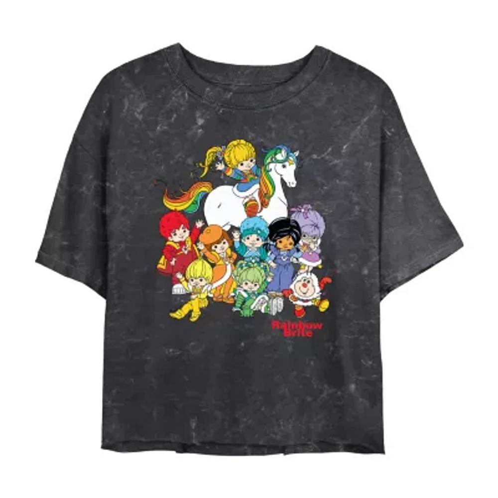 Juniors Rainbow Brite And Friends Cropped Tee Womens Crew Neck Short Sleeve Graphic T-Shirt