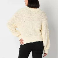 Arizona Juniors Womens Crew Neck Long Sleeve Bows Pullover Sweater