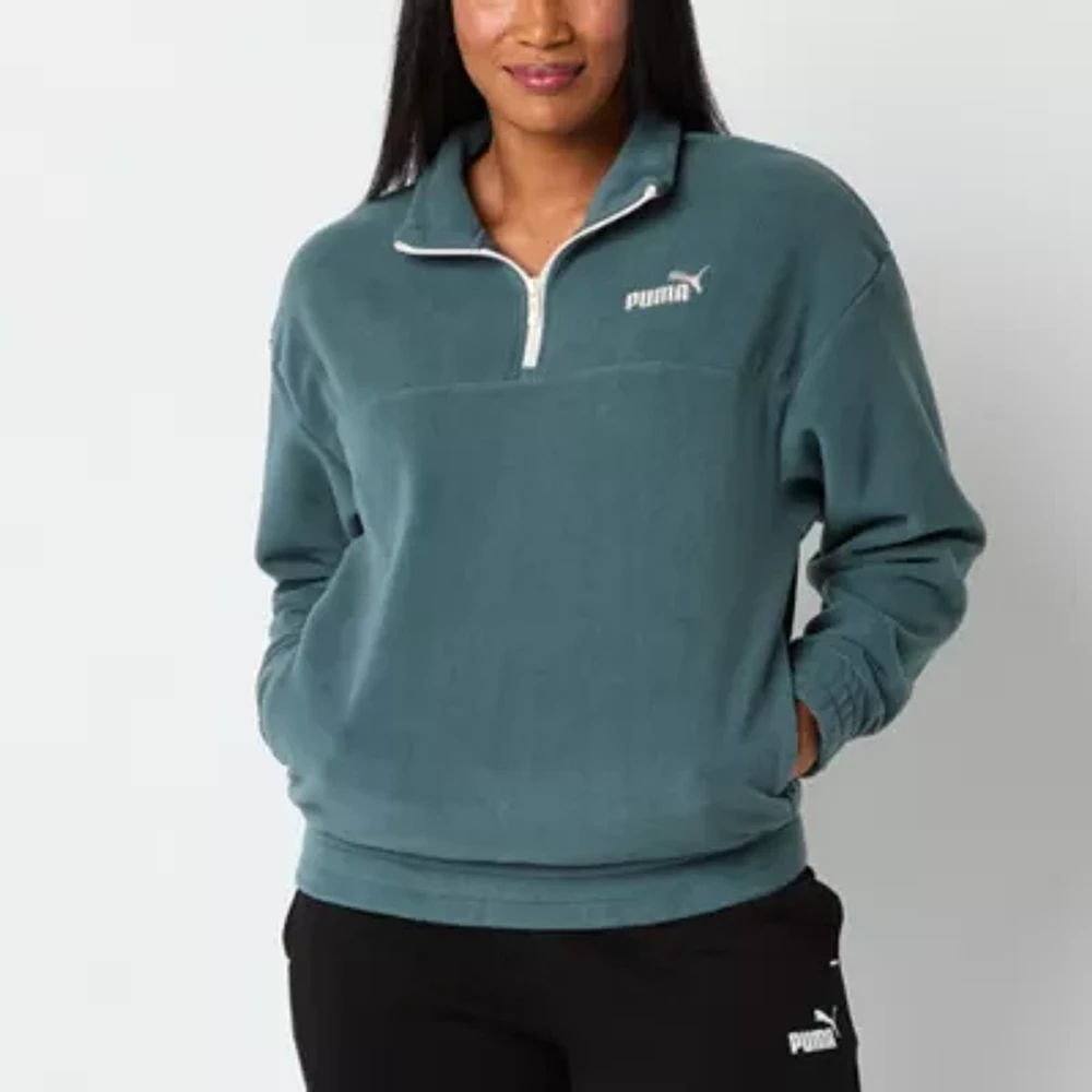 PUMA Womens Winterized Mock Neck Long Sleeve Quarter-Zip Pullover