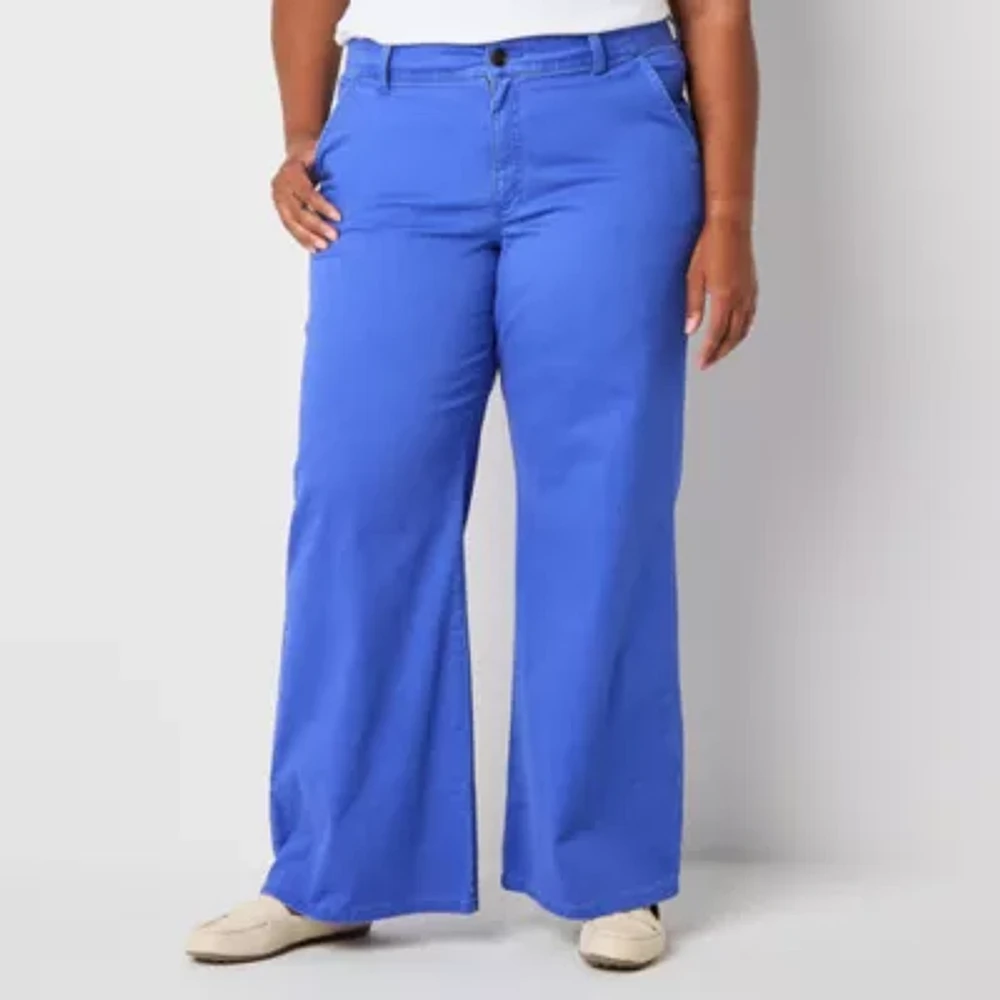 St. John's Bay-Plus Regular Fit Wide Leg Trouser