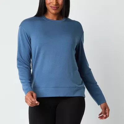 Xersion Womens Soft French Terry Crew Neck Long Sleeve Sweatshirt