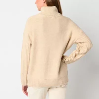 a.n.a Fringe Womens Turtleneck Long Sleeve Cable Knit Pullover Sweater