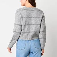 a.n.a Womens Crew Neck Long Sleeve Striped Pullover Sweater