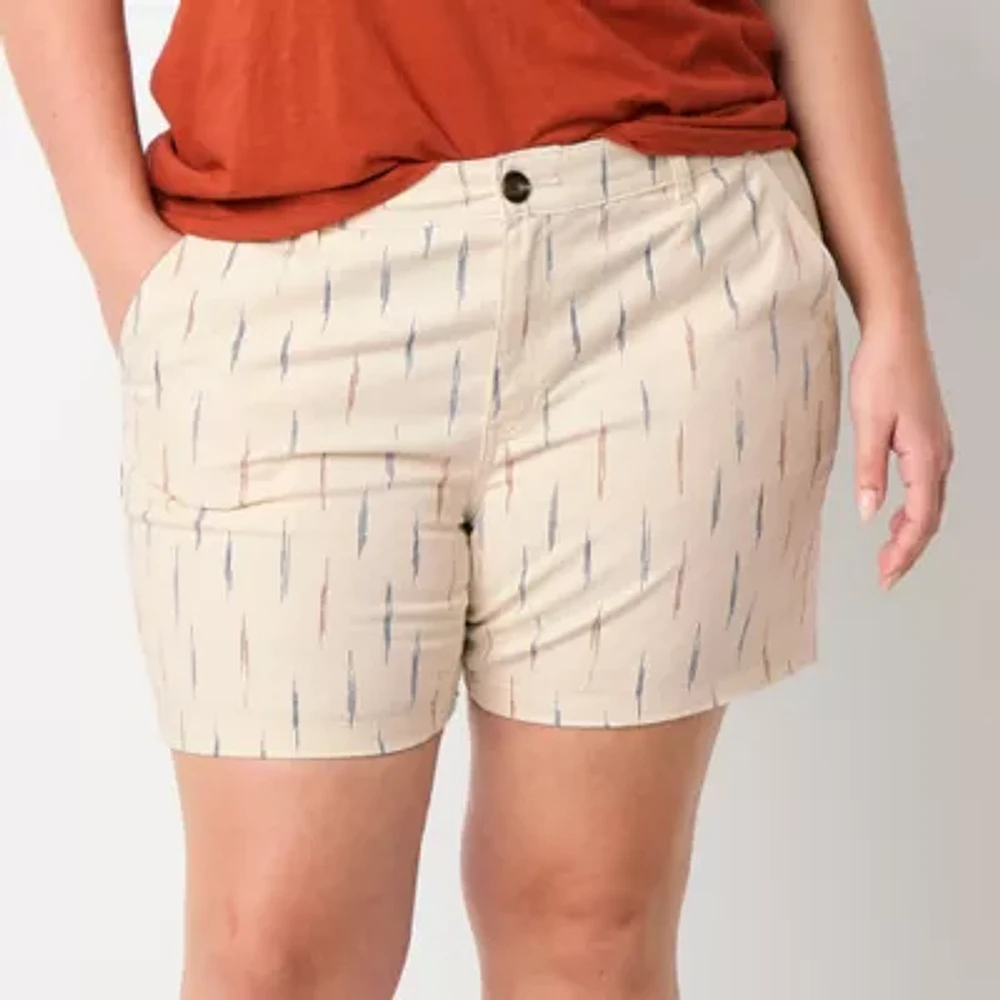 a.n.a Womens 6" Mid Rise Chino Short-Plus