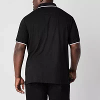 Shaquille O'Neal XLG Ribbed Big and Tall Mens Regular Fit Short Sleeve Pocket Polo Shirt