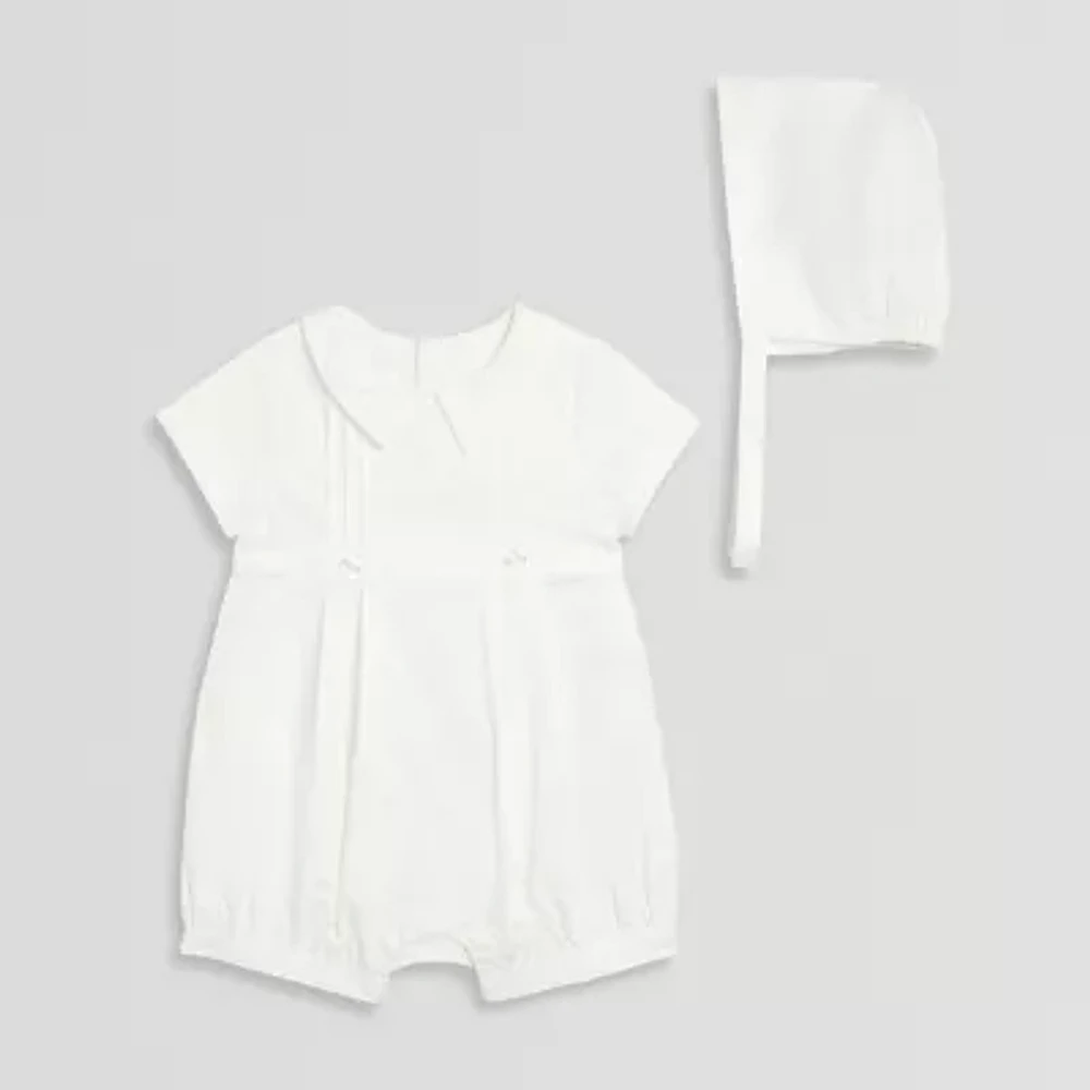 Mia & Mimi Christening Baby Boys 2-pc. Short Sleeve Romper