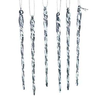 Kurt Adler Glow In The Dark Glass Icicle Ornaments, 24-Piece Box Set