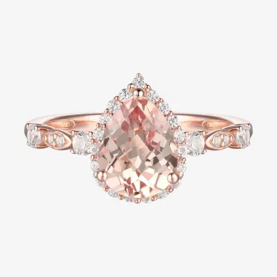 Yes, Please! Womens Lab Created Pink Sapphire 14K Rose Gold Over Silver Sterling Silver Cocktail Ring